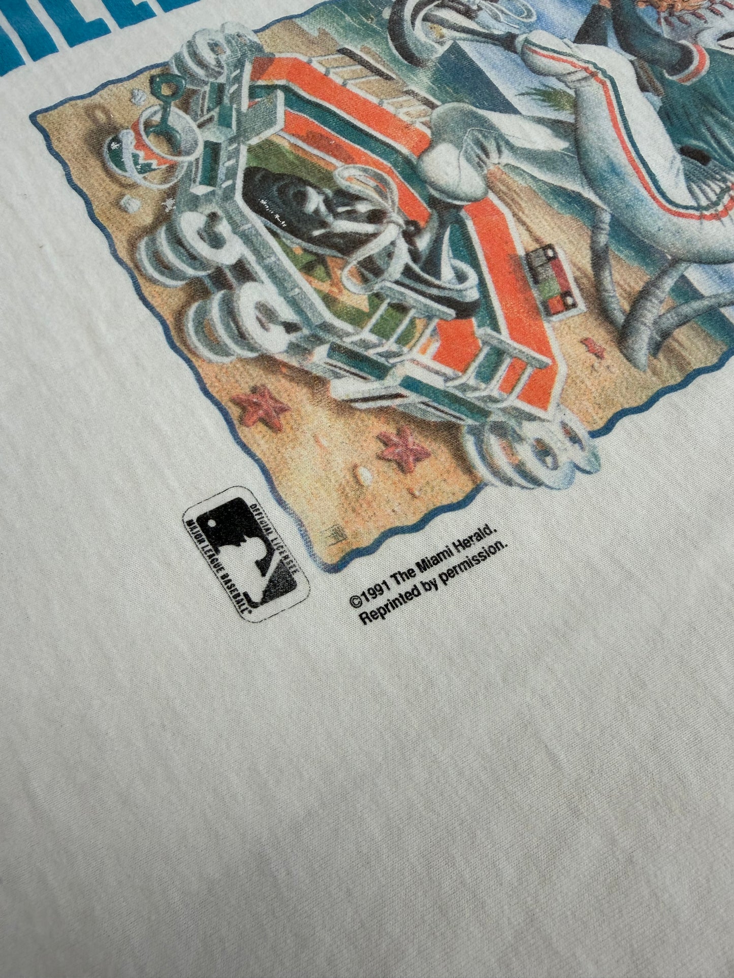 1991 HELLO, MARLINS! THE MIAMI HERALD TEE (FOTL TAG)