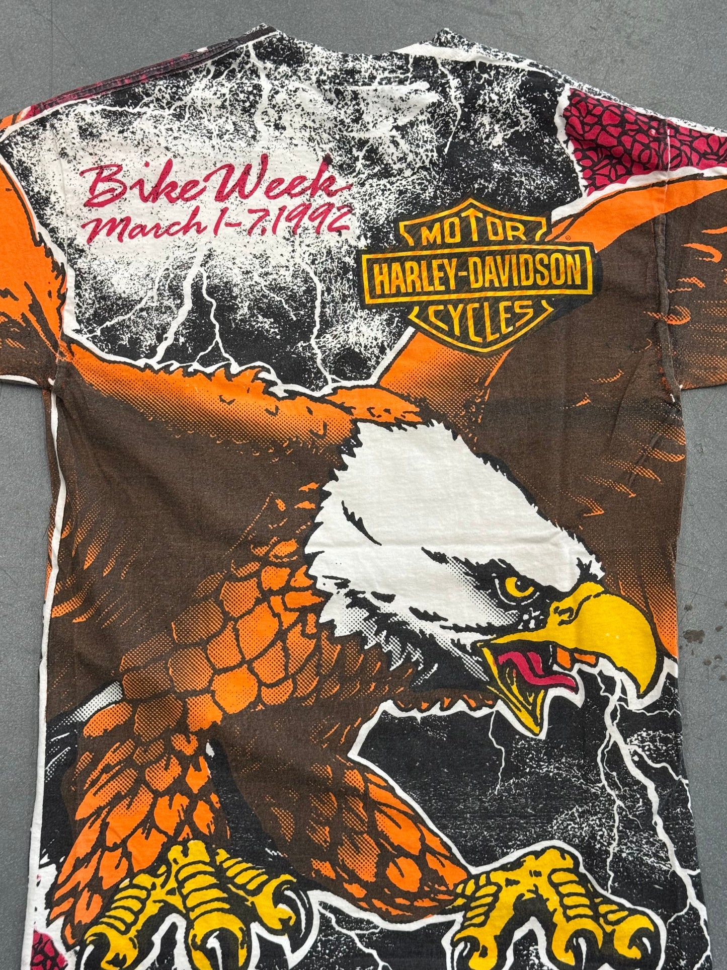 1992 HARLEY-DAVIDSON BIKE WEEK EAGLE AOP TEE (BLACK HARLEY TAG)