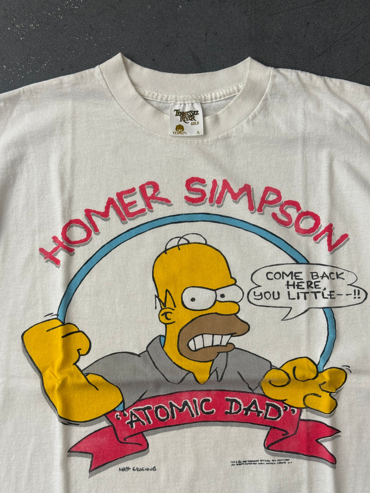 1989 HOMER SIMPSON "ATOMIC DAD" SIMPSONS TEE (TENNESSEE RIVER TAG)