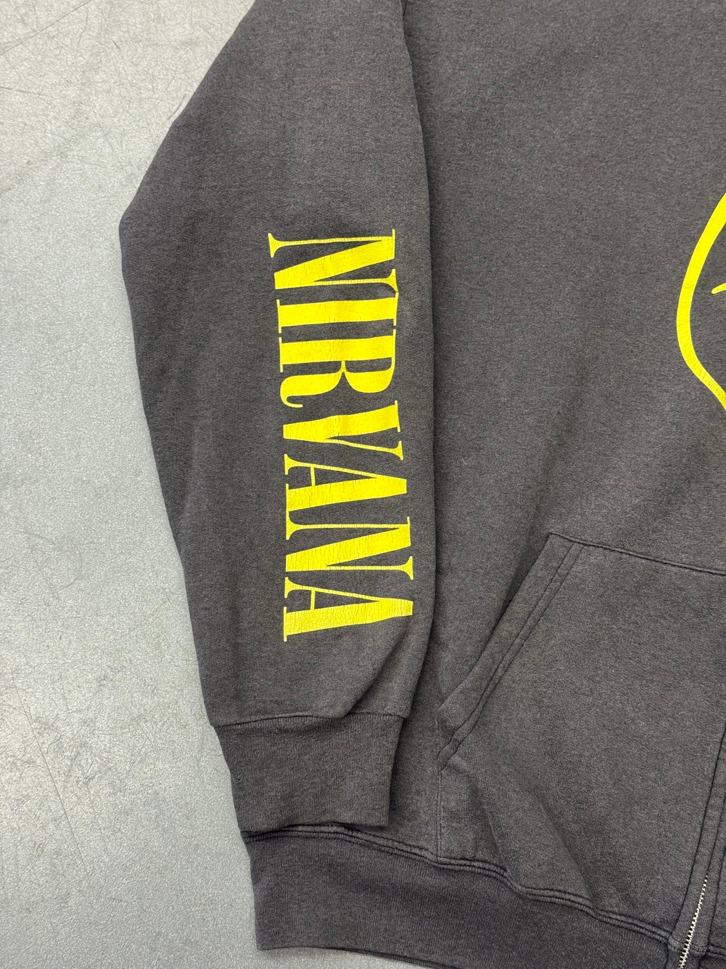Y2K NIRVANA ZIP UP SMILEY HOODIE (B&B TAG)