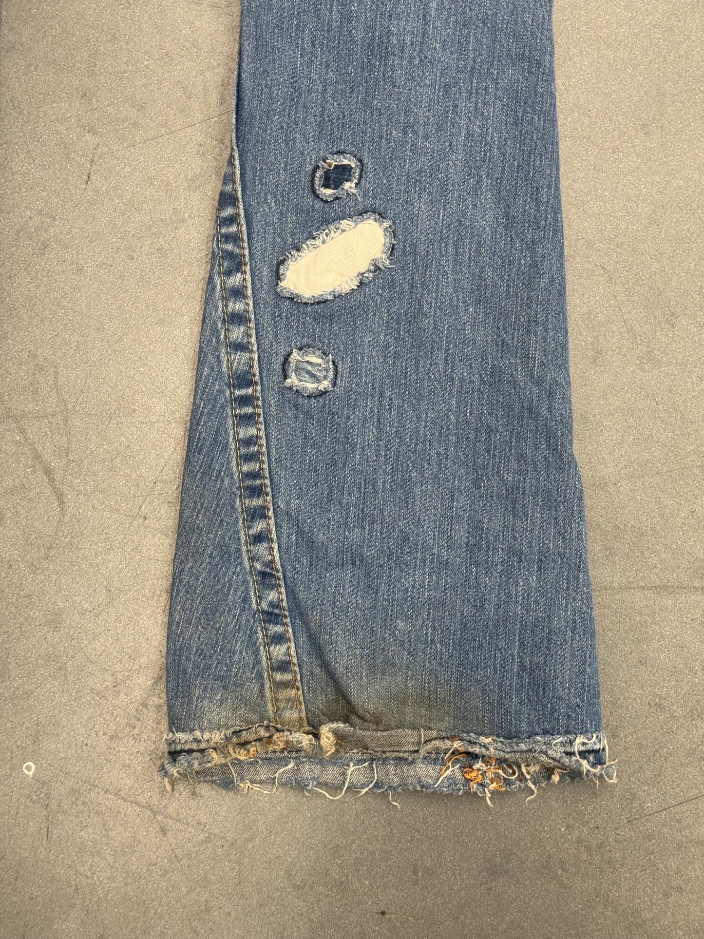 Y2K TRUE RELIGION PATCHWORK FLARED JEANS