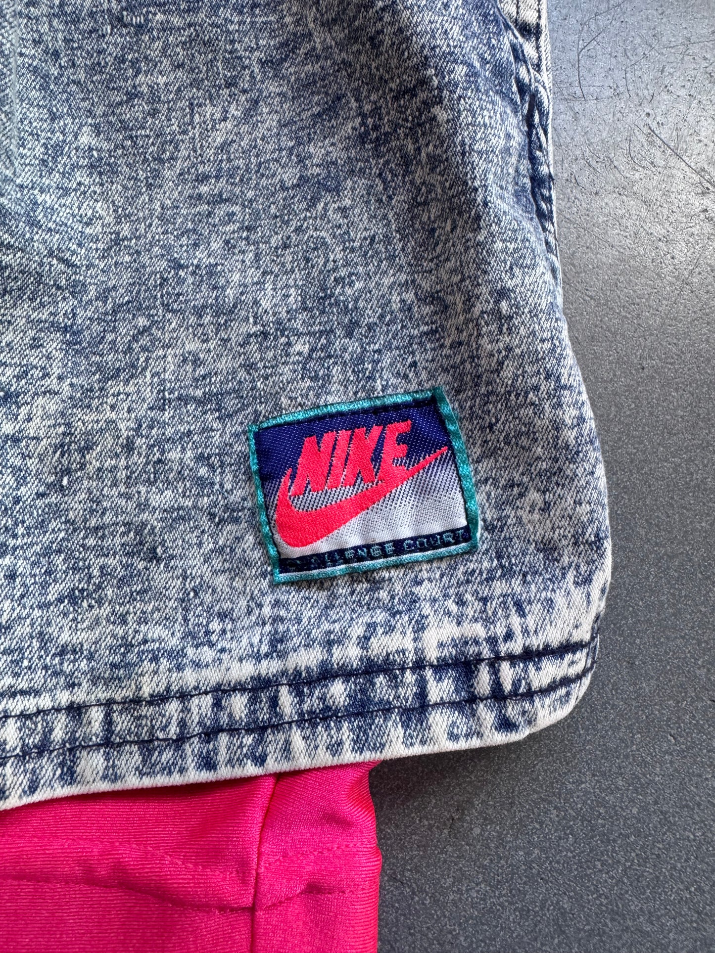 1990 NIKE AIR TECH CHALLENGE COURT DENIM TENNIS SHORTS ANDRE AGASSI