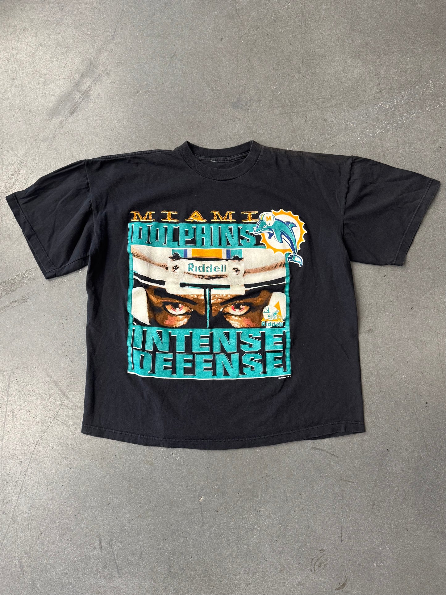 1997 RIDDELL MIAMI DOLPHINS "INTENSE DEFENSE" TEE (PULLED TAG)