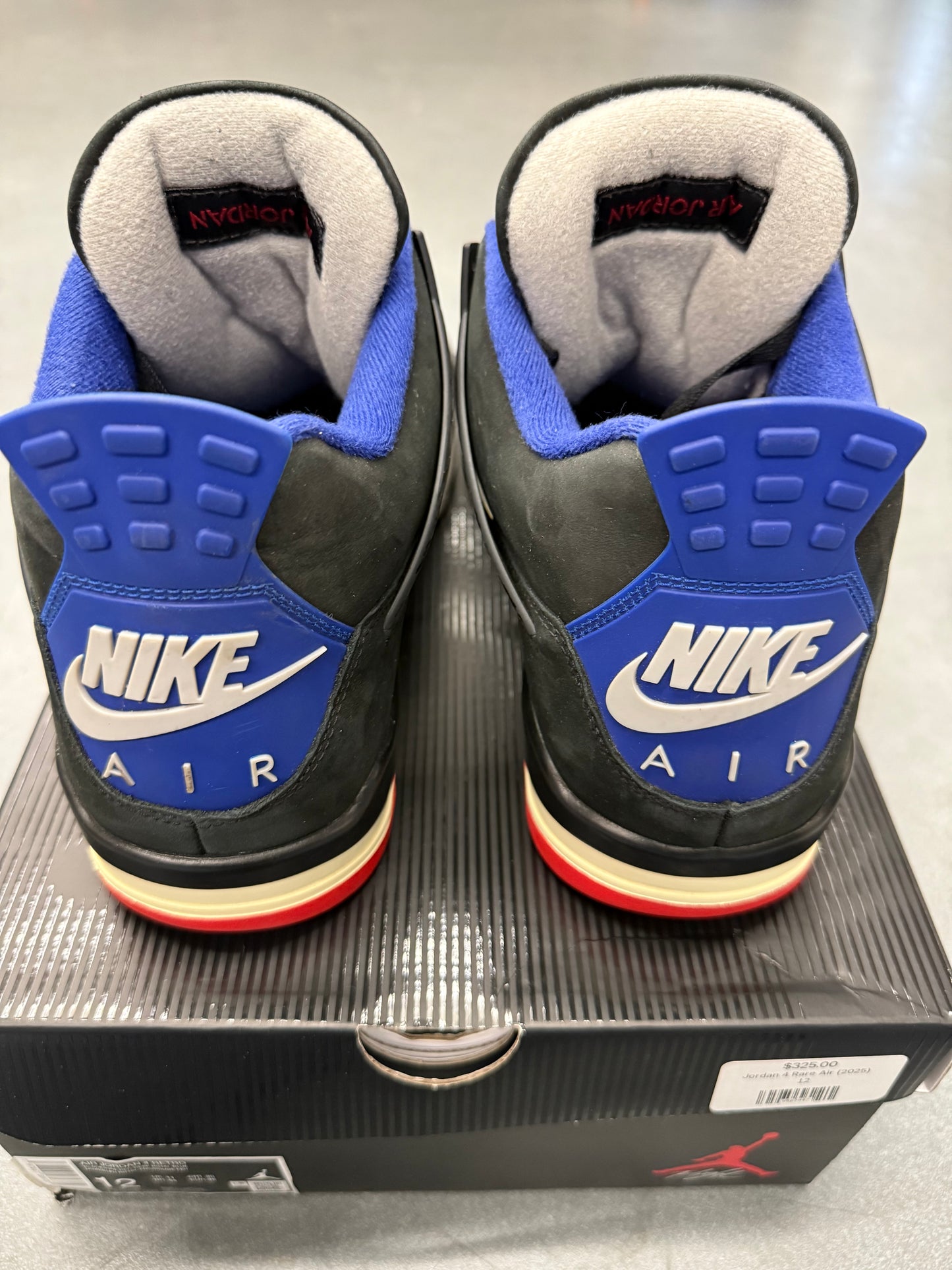 2025 SIZE 12 JORDAN 4 RETRO RARE AIR (WHITE LETTERING)