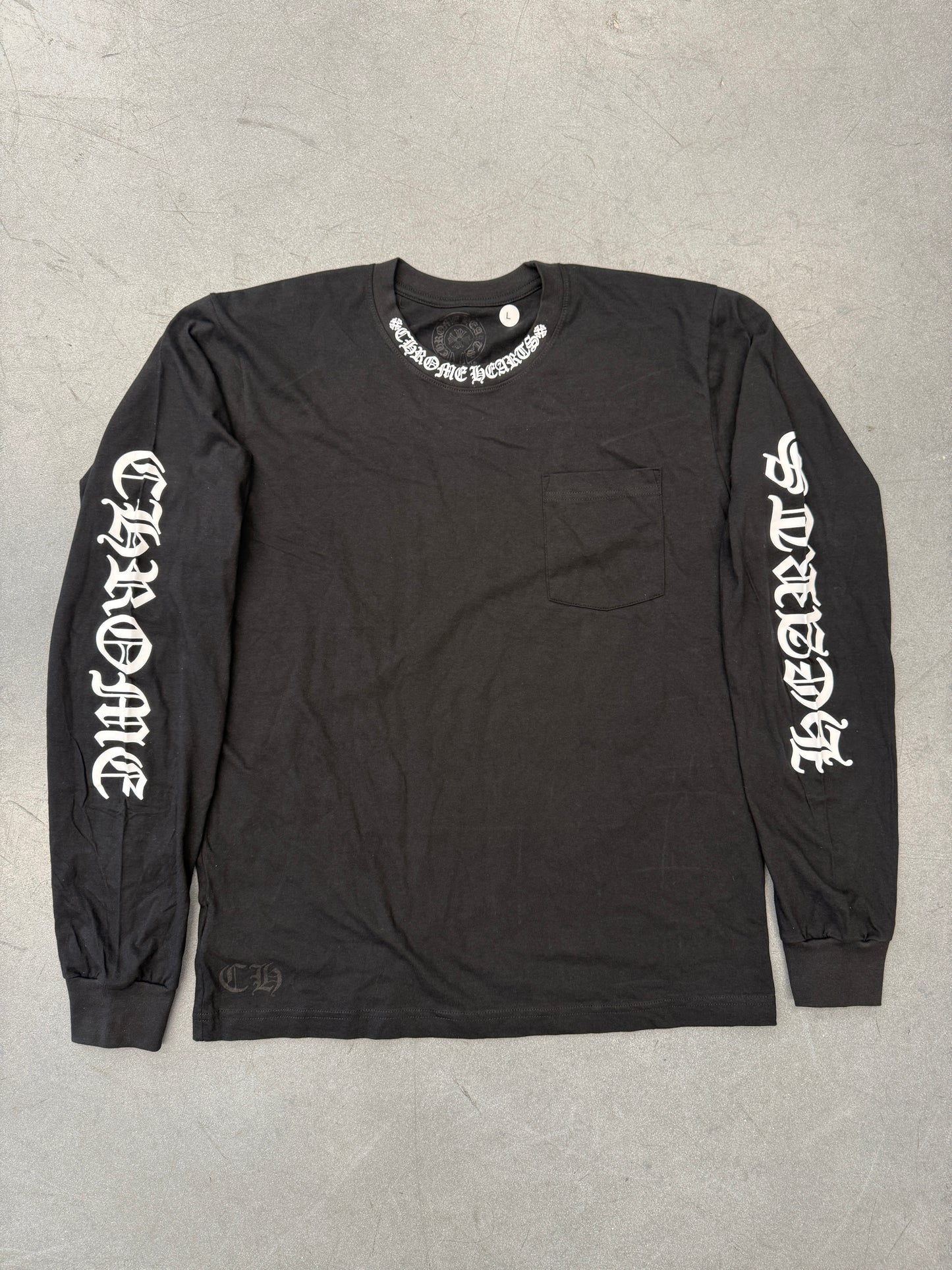 CHROME HEARTS COLLAR PRINT LONG SLEEVE POCKET TEE