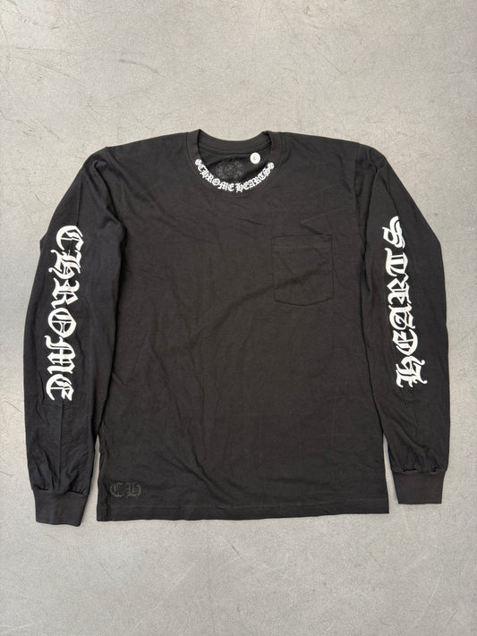 CHROME HEARTS COLLAR PRINT LONG SLEEVE POCKET TEE