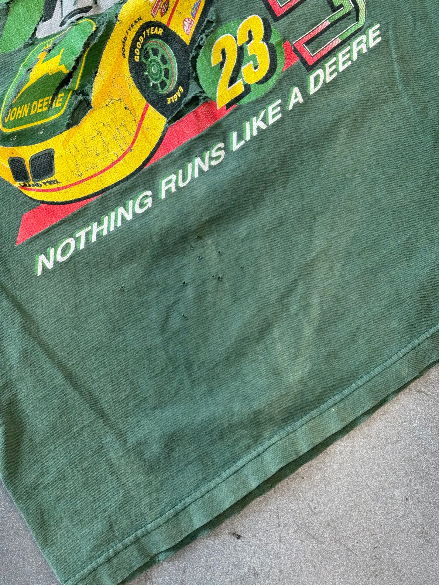 Y2K CHAD LITTLE JOHN DEERE "NOTHING RUNS LIKE A DEERE" DISTRESSED TEE (FADED TAG)