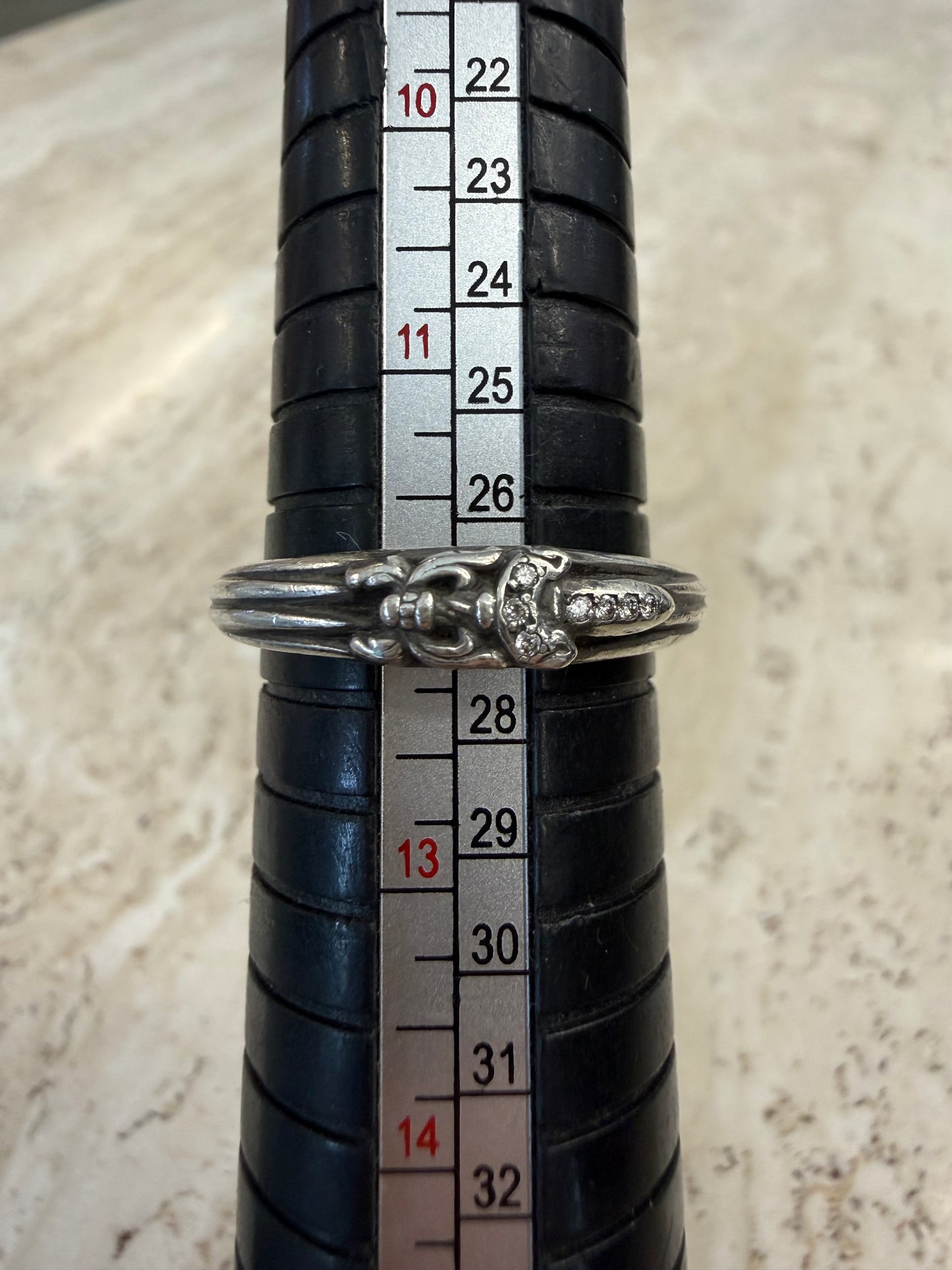 CHROME HEARTS DIAMOND BABY CLASSIC DAGGER SILVER RING (SI (5.8 GRAMS)