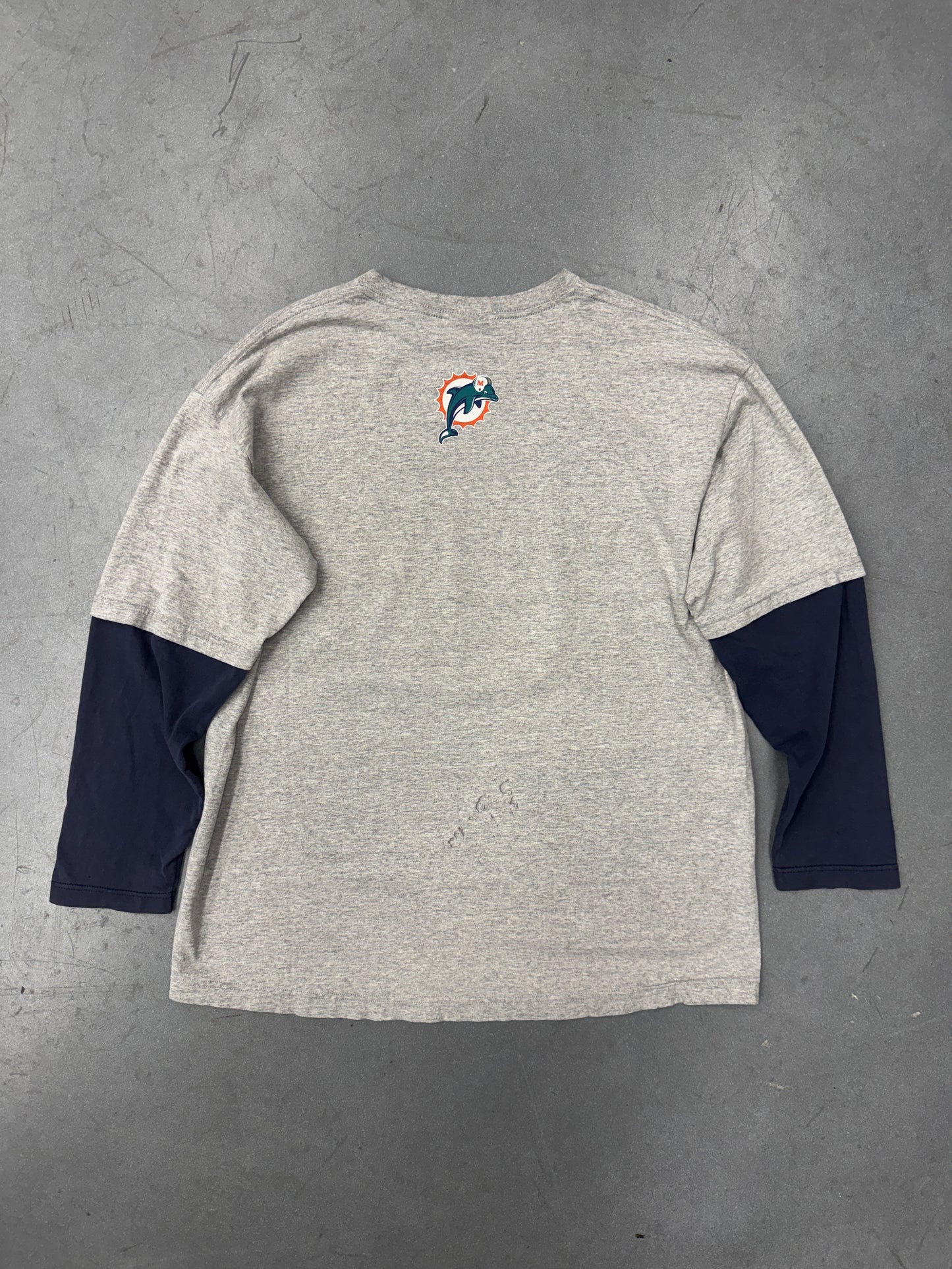 2001 MIAMI DOLPHINS EMBROIDERY PATCH LS TEE (CSA TAG)