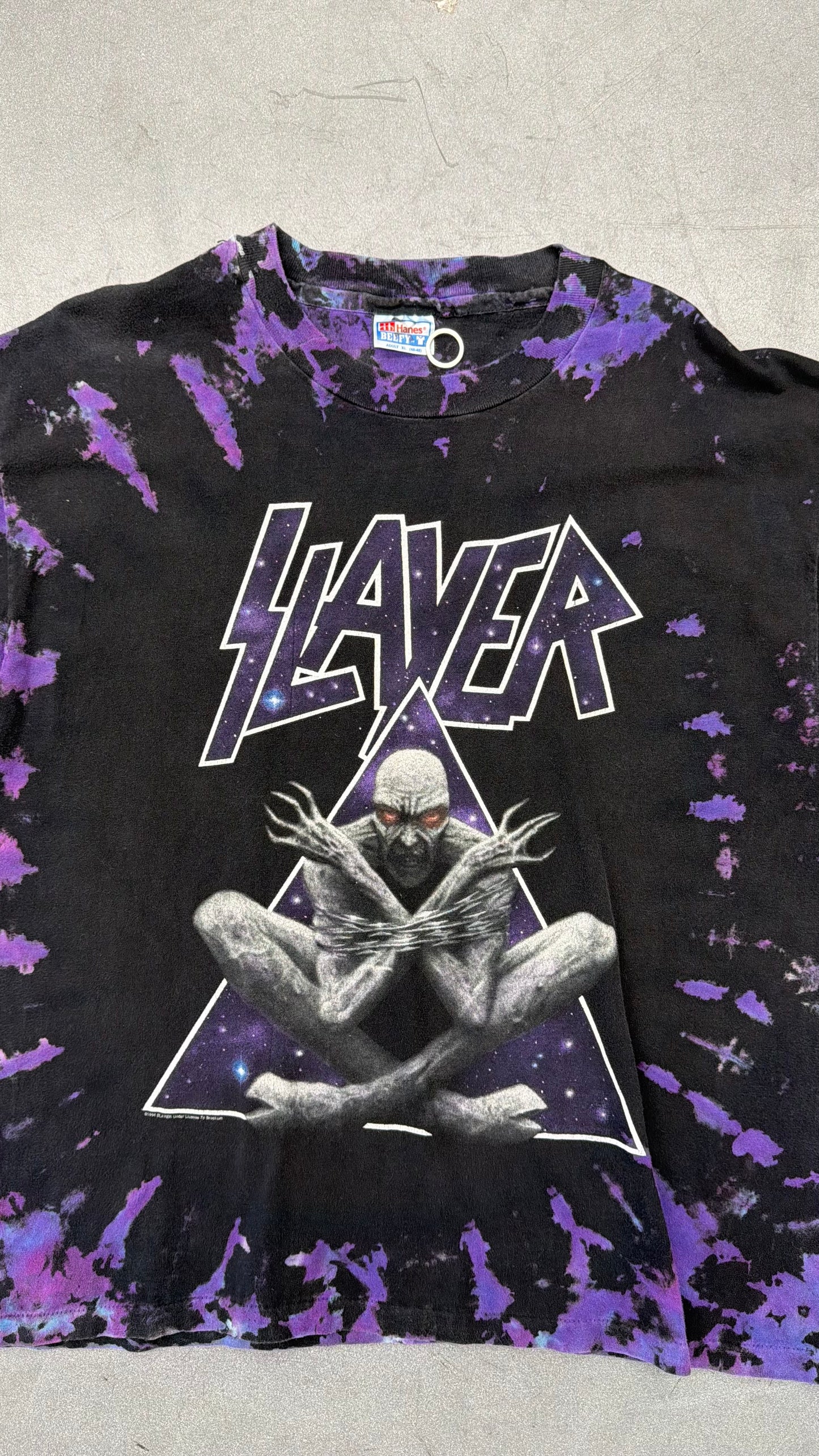 1994 SLAYER BLACK TIE-DYE TEE (HANES BEEFY-T TAG)