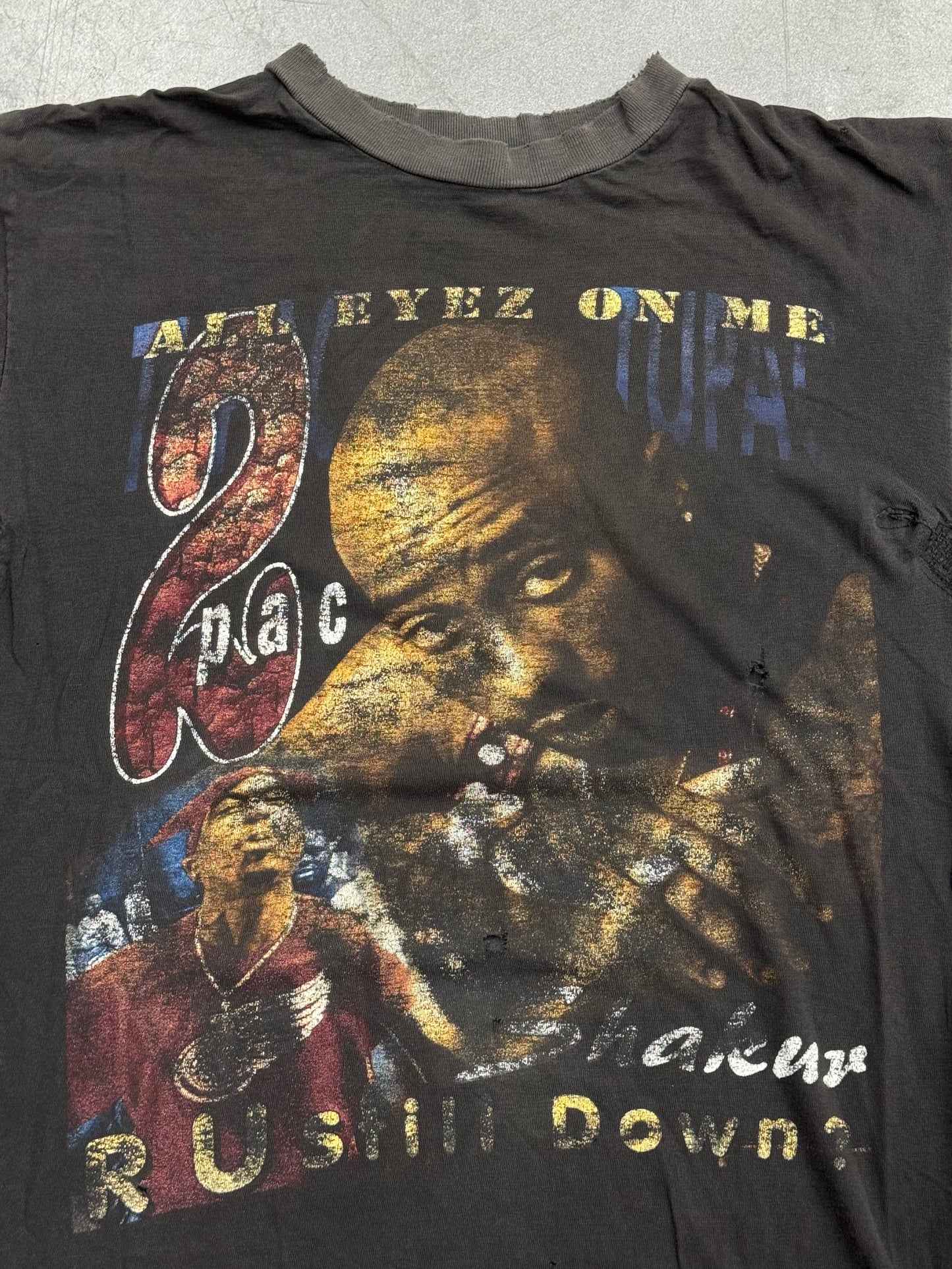 90S 2PAC "ALL EYEZ ON ME" "R U STILL DOWN?" RAP TEE (FADED TAG)