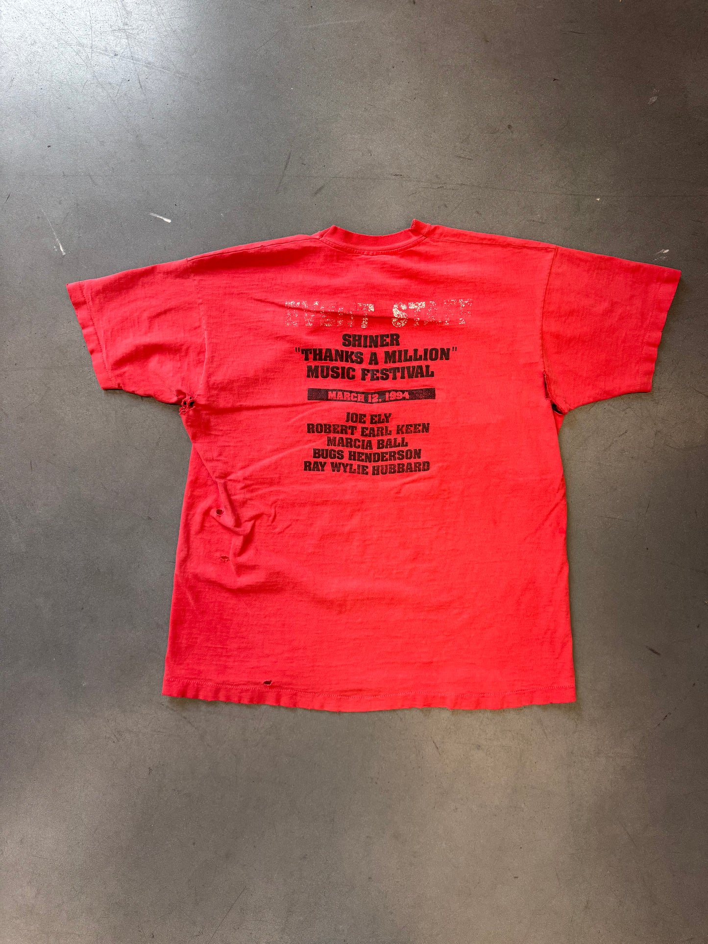 1994 SHINER MUSIC FESTIVAL EVENT STAFF DISTRESSED TEE (FOTL TAG)