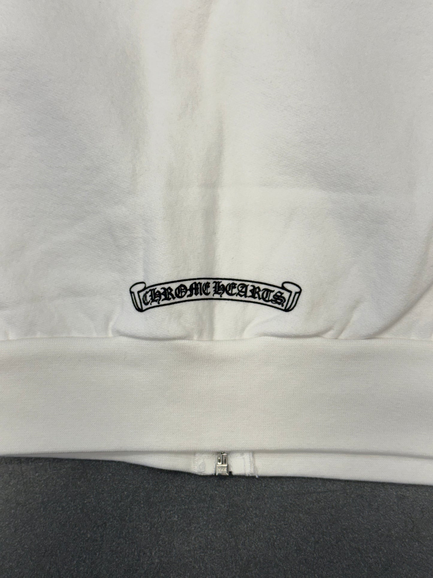 CHROME HEARTS T-BAR ZIP UP HOODIE - WHITE