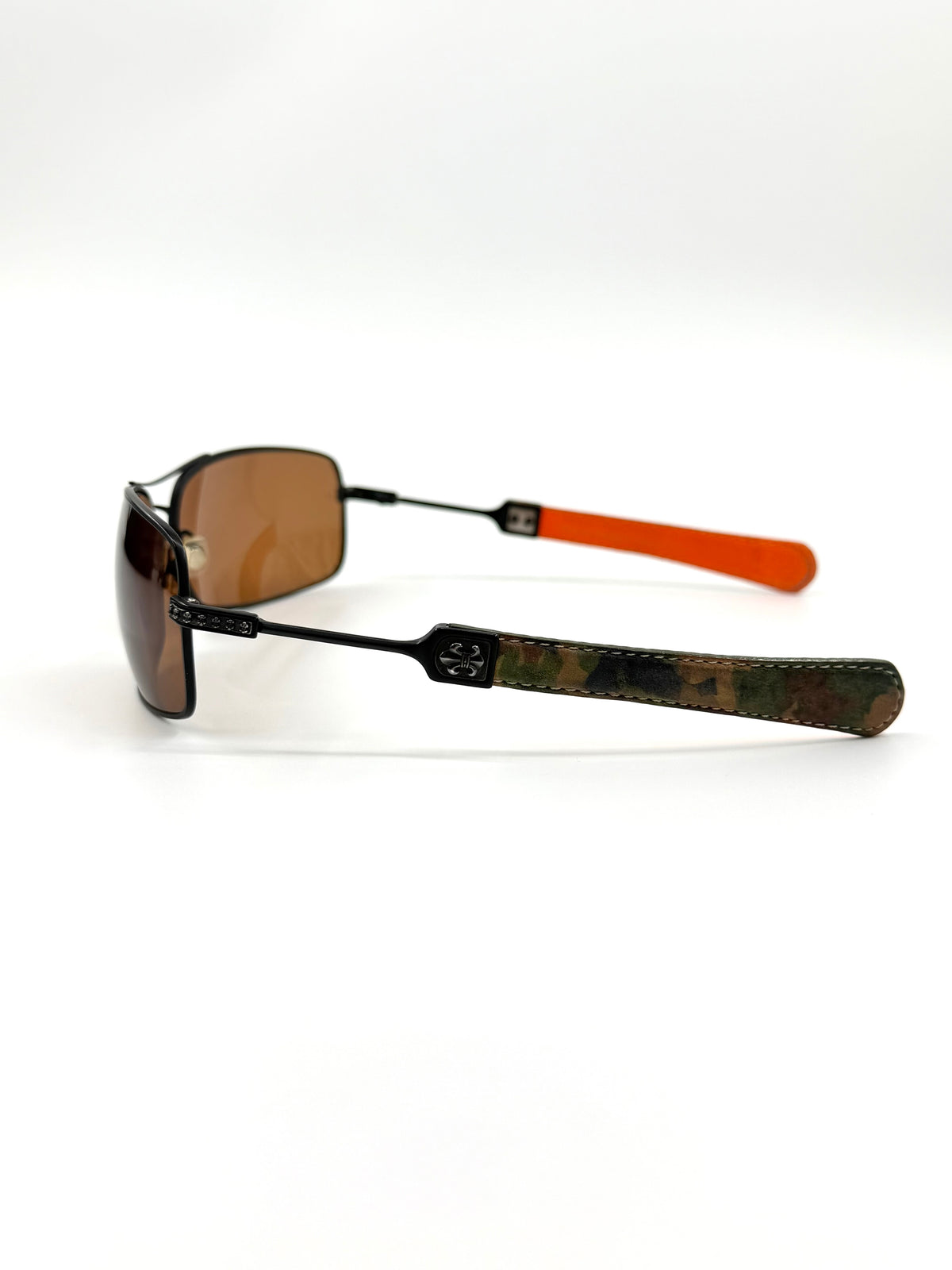 CHROME HEARTS 'KUSTOM' LEATHER AVIATOR SUNGLASSES - CAMO/ORANGE
