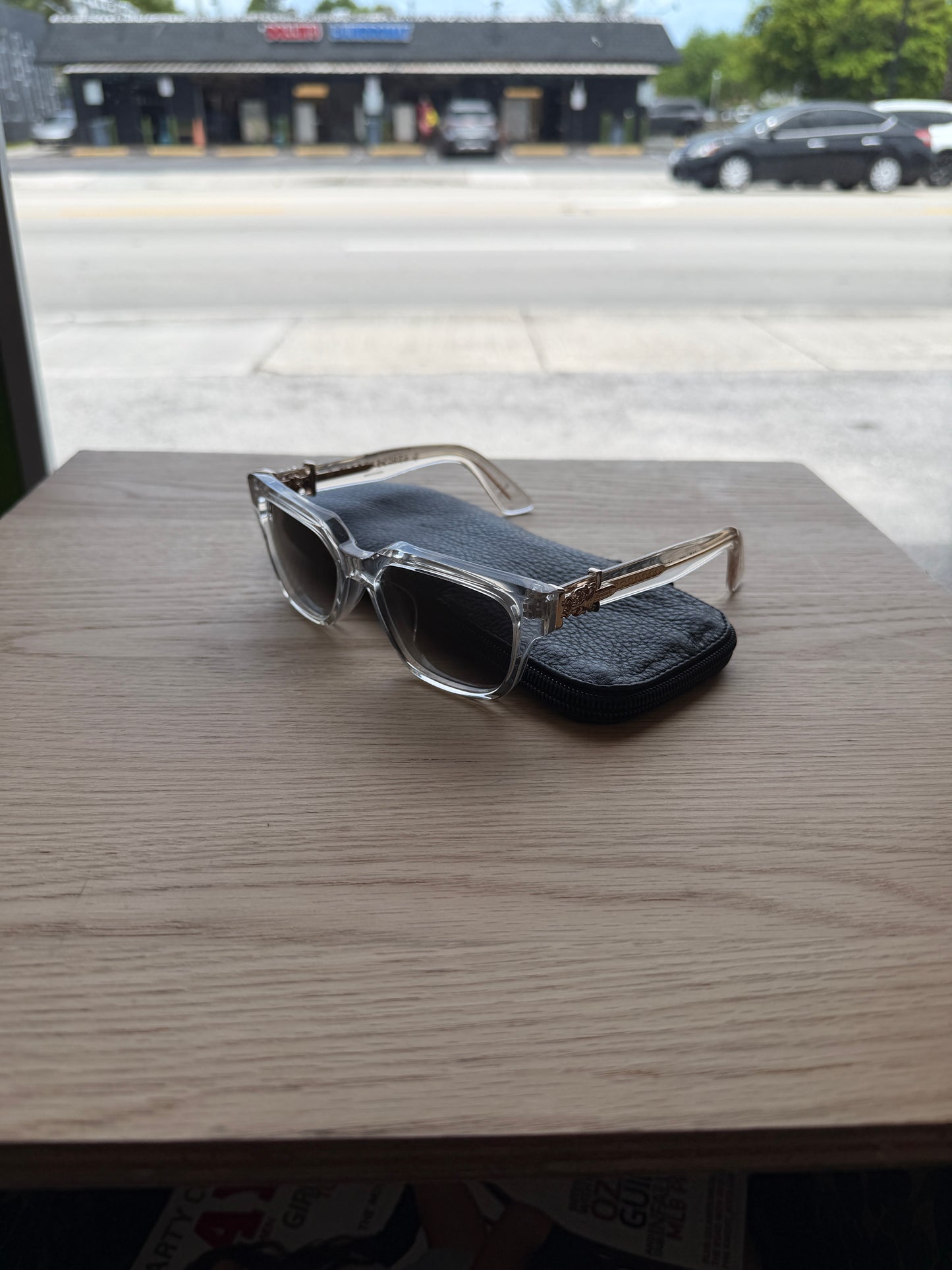 CHROME HEARTS VAGILLIONAIRE II SUNGLASSES - CLEAR/GOLD