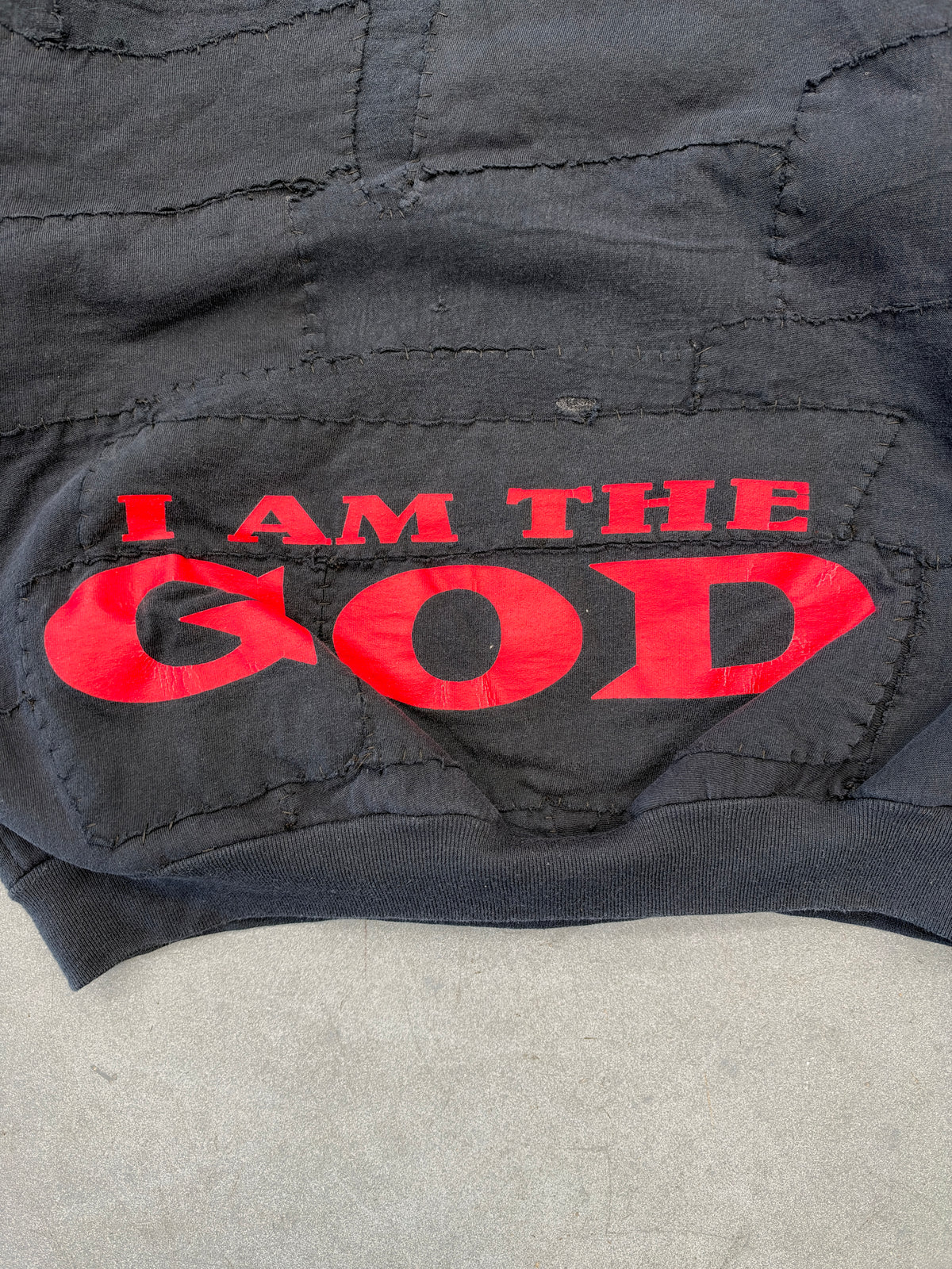 '90S MARLIYN MANSON I AM THE GOD OF FUCK TEE REPURPOSED CREWNECK SWEATER (MIJU 1 OF 1)