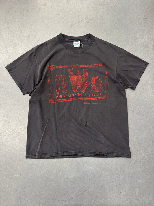 1998 N.W.O NEW WORLD ORDER "BAD HAS ARRIVED, AND IT'S HERE TO STAY." TEE (HANES BEEFY-T TAG)