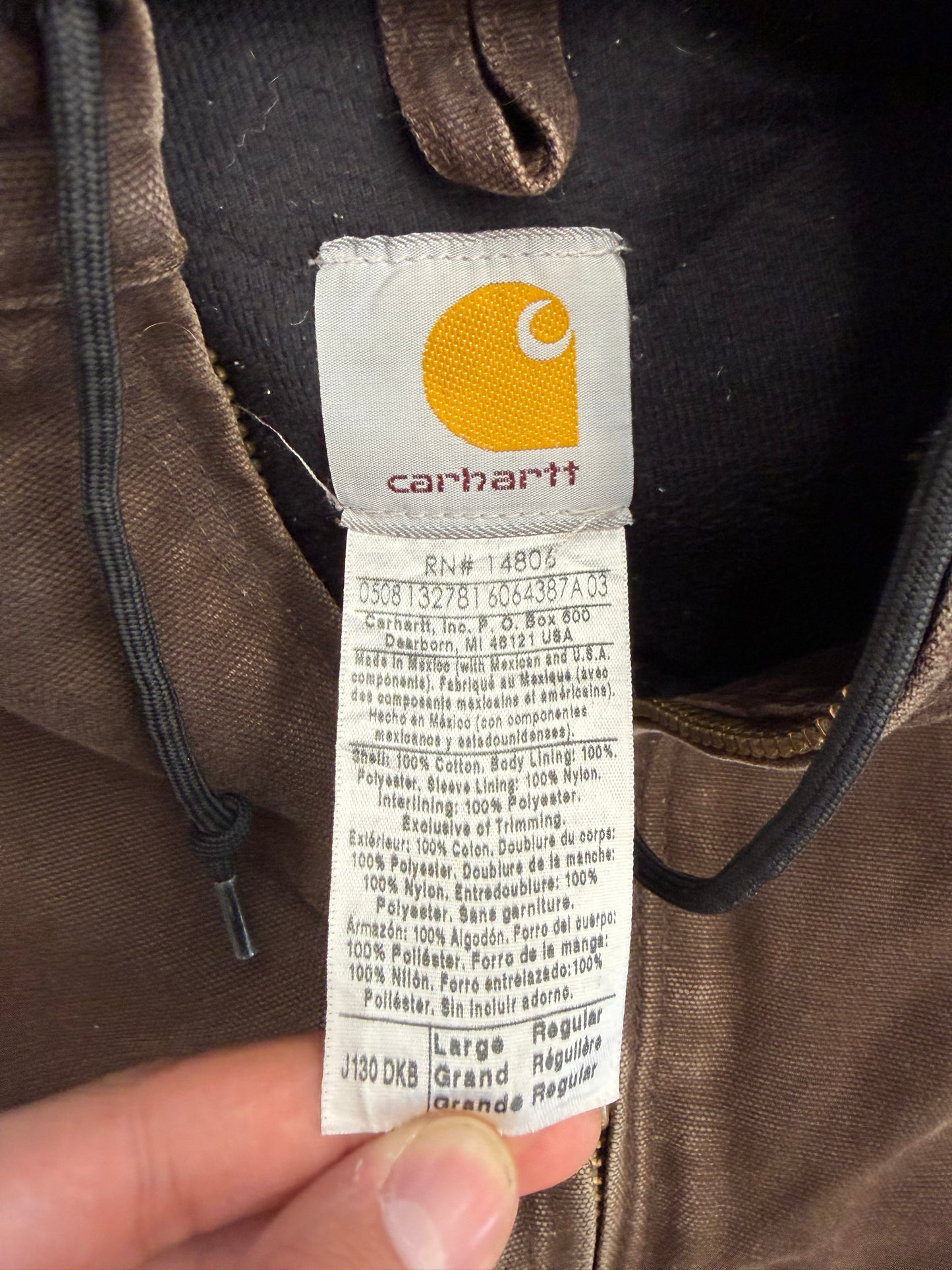 2000'S CARHARTT INSULATED CANVAS HOODIE - BROWN (J130DKB L)