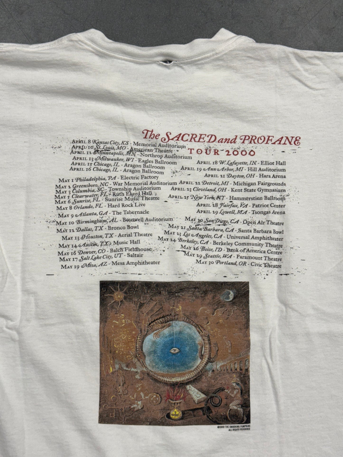2000 THE SMASHING PUMPKINS MACHINA THE SACRED AND PROFANE TOUR TEE (PULLED TAG)
