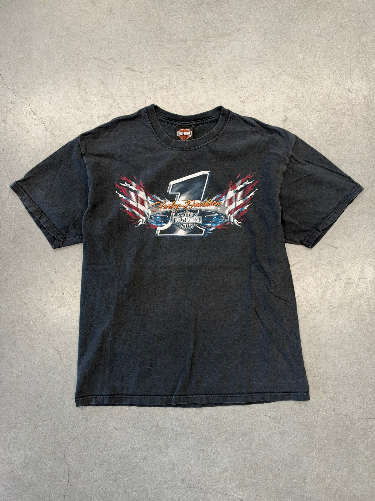 2004 HARLEY-DAVIDSON #1 AMERICAN FLAG SPACE COAST MELBOURNE FLORIDA TEE