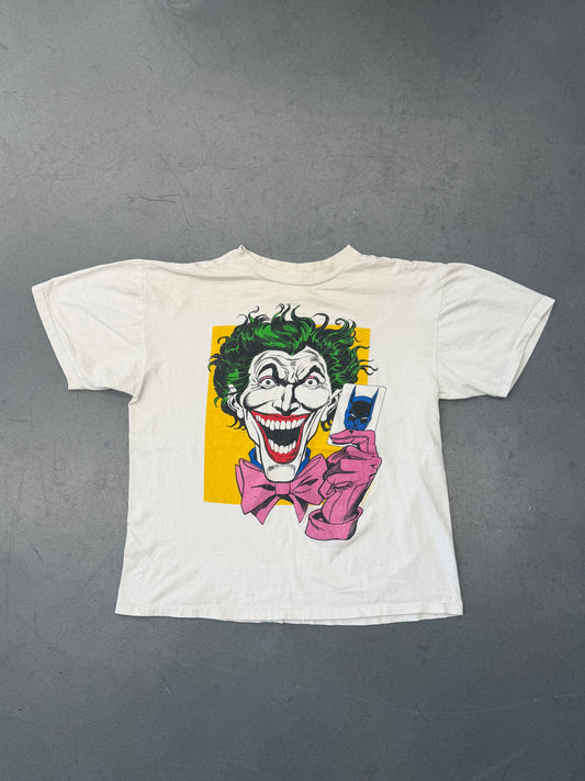 1988 JOKER BATMAN CARD DC COMICS TEE (FADED WHITE TAG)