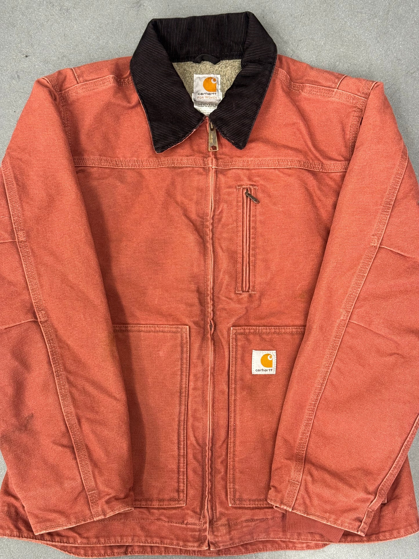 2000'S CARHARTT FOR WOMEN FLEECE-LINED CORDUROY COLLAR CANVAS WORK JACKET (WC061VRS)
