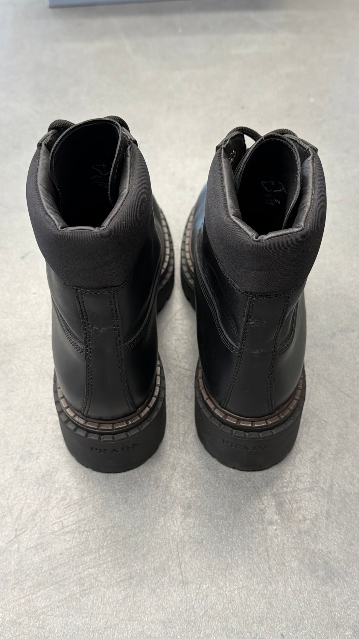 PRADA BLACK LEATHER WORK BOOTS