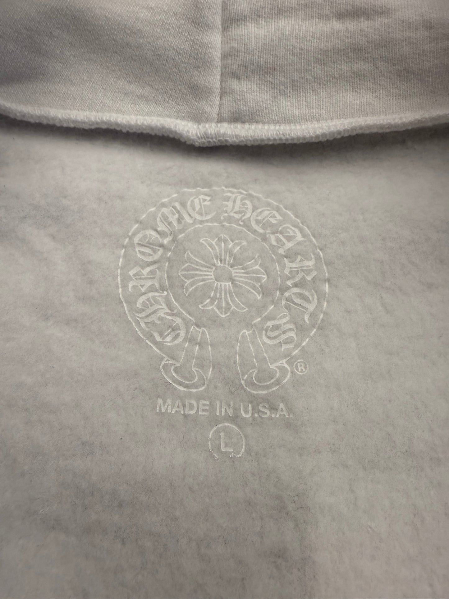 CHROME HEARTS VERTICAL LOGO ZIP UP HOODIE - WHITE