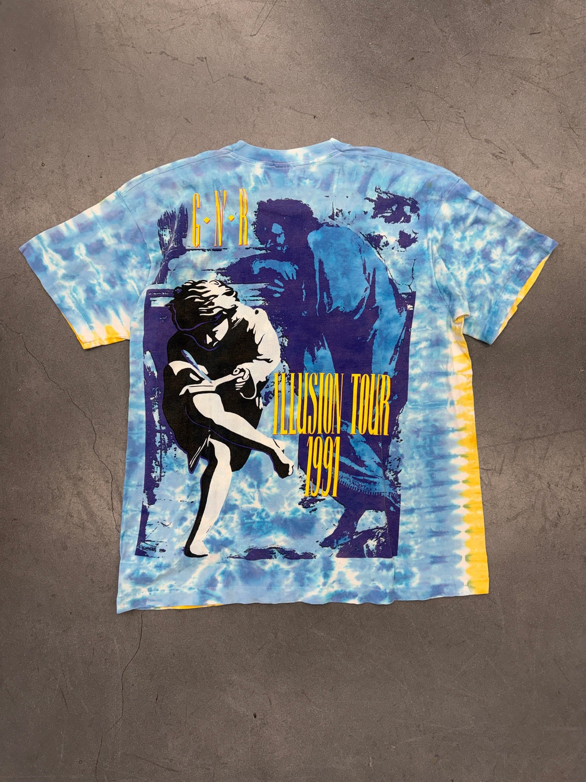 91-92 GUNS N ROSES ILLUSION TOUR TIE-DYE TEE (LIQUID BLUE TAG)