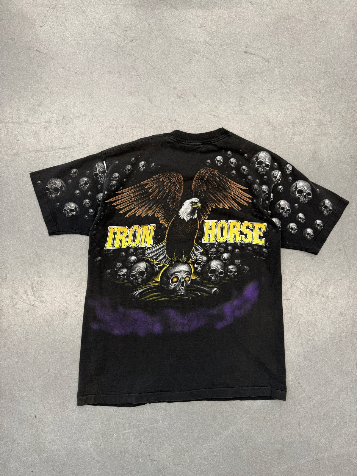 1995 IRON HORSE SKULLS AND EAGLE AOP TEE (PULLED TAG)