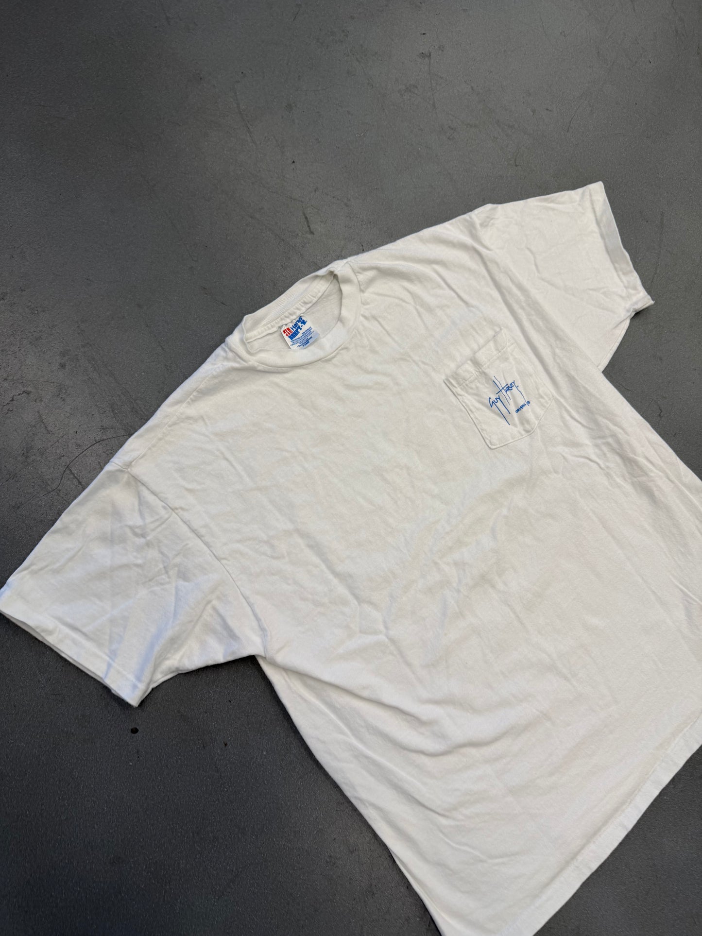 90S GUY HARVEY SHARK POCKET TEE (HANES BEEFY-T TAG)