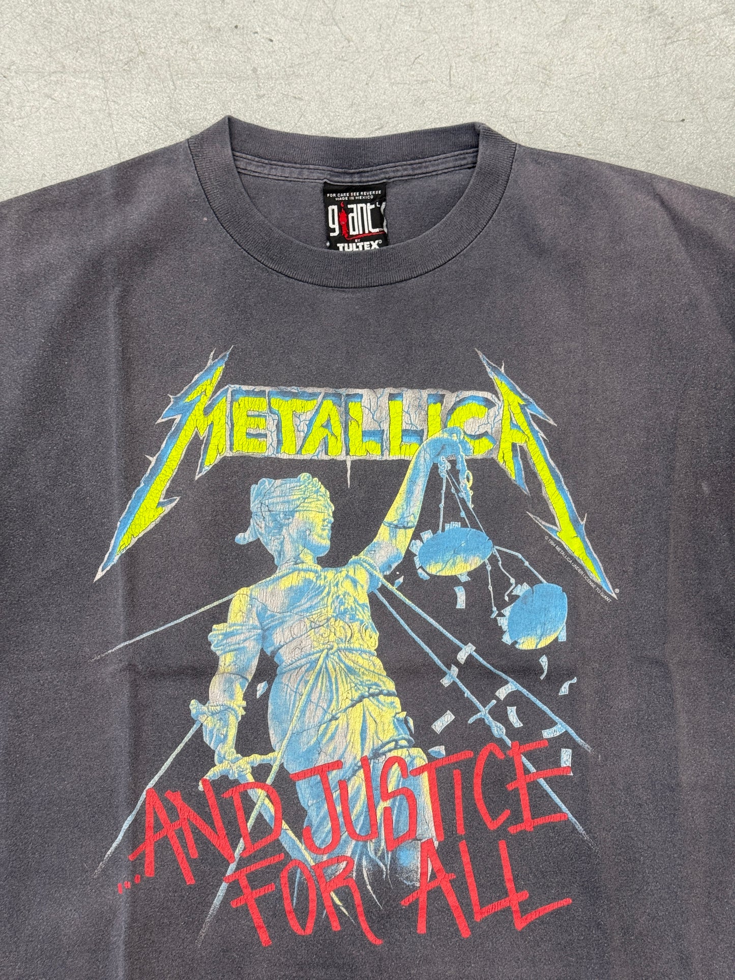 1994 METALLICA AND JUSTICE FOR ALL CROPPED AND CROPPED SLEEVES TEE (GIANT TAG)