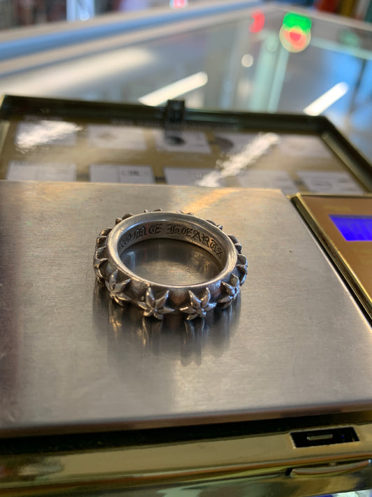 CHROME HEARTS STAR BAND DIAMOND SILVER RING (SIZE 9.5) 13.0 Grams