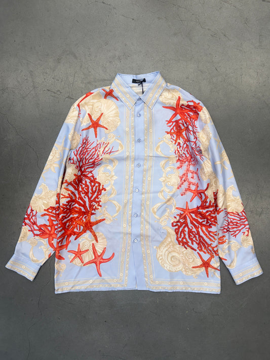 VERSACE BAROCCO SEA SILK LS BUTTON-UP SHIRT