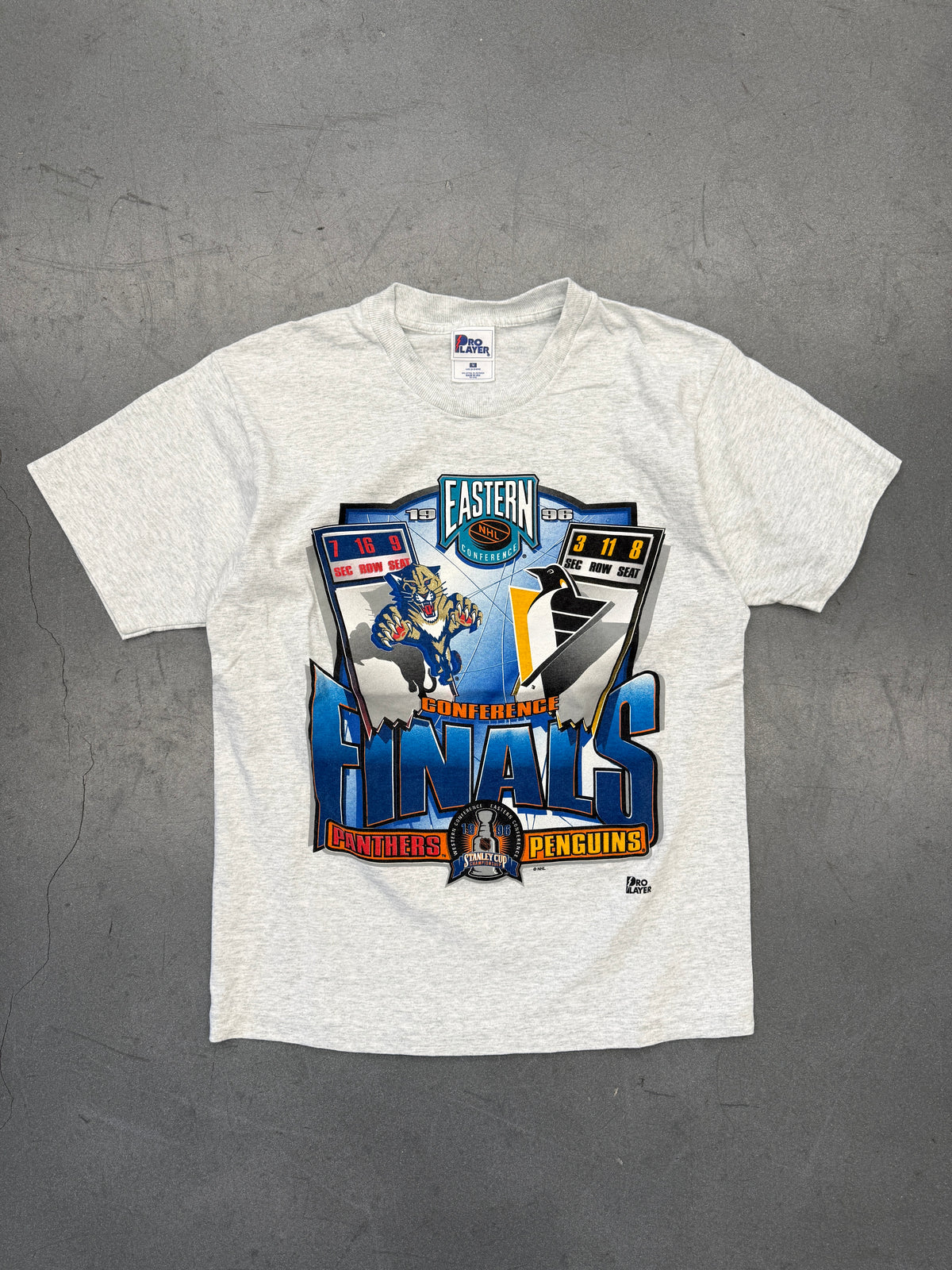 1996 FLORIDA PANTHERS VS PITTSBURGH PENGUINS EASTERN CONFERENCE FINALS TEE (PRO PLAYER TAG)