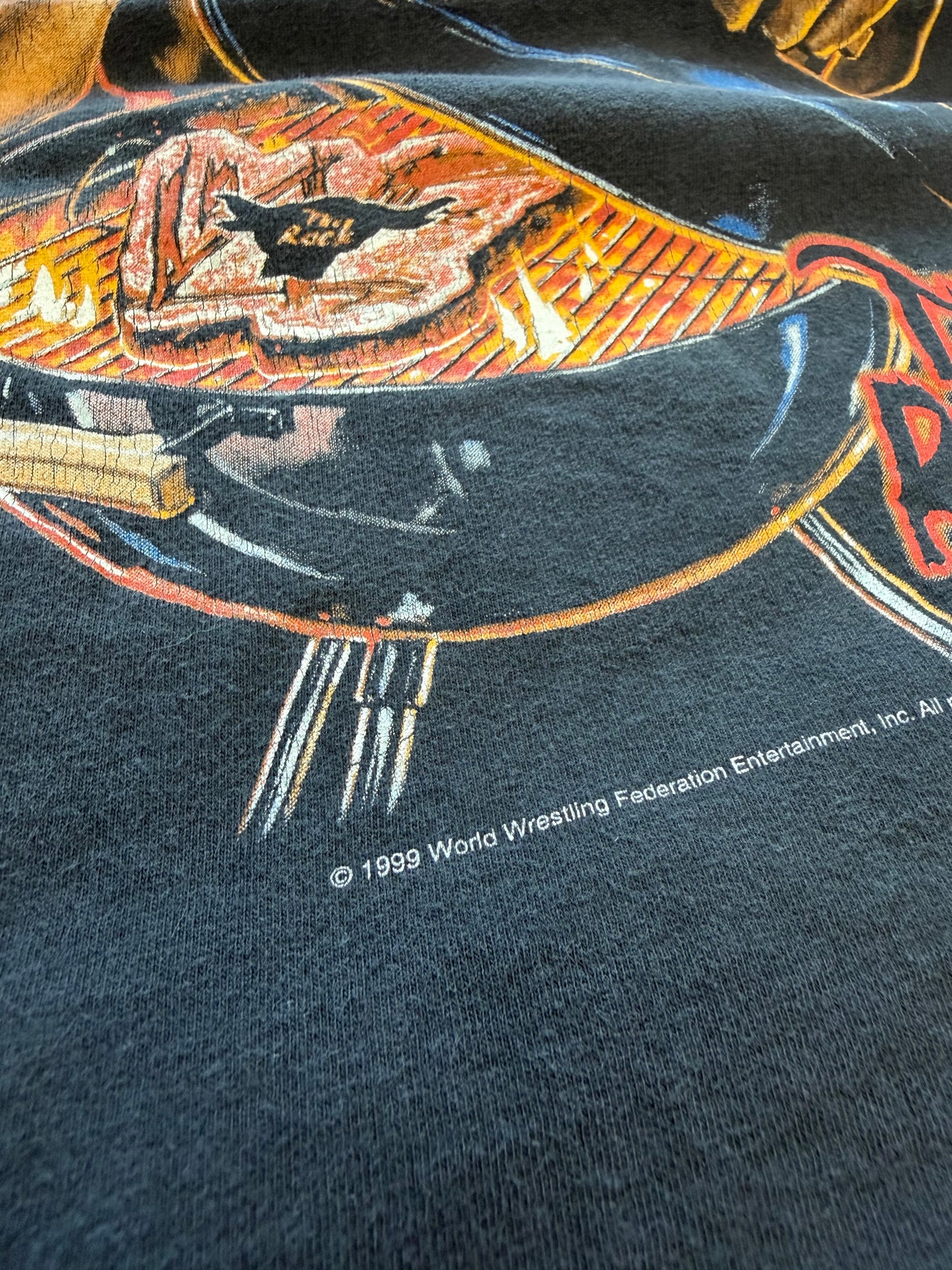 1999 WWE THE ROCK BULL "DO YOU SMELL IT!" WRESTLING TEE (EVENT! TAG)