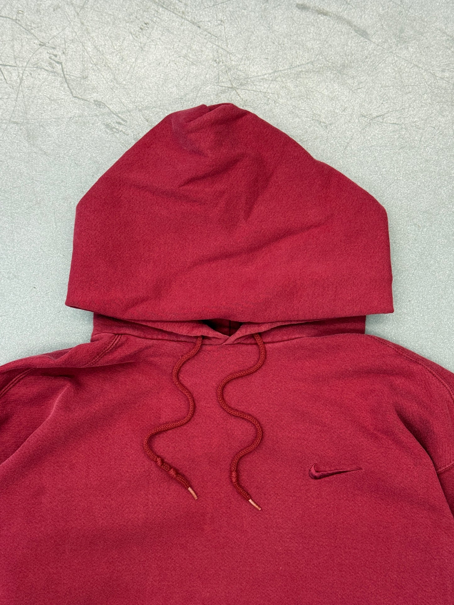90S NIKE SIDE SWOOSH PULLOVER HOODIE - BURGUNDY (RED WHITE NIKE TAG)