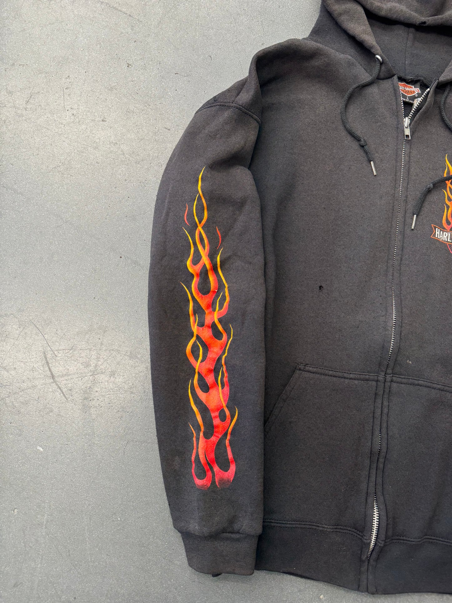 1998 HARLEY-DAVIDSON ARKPORT, N.Y. FLAME SLEEVE ZIP-UP HOODIE