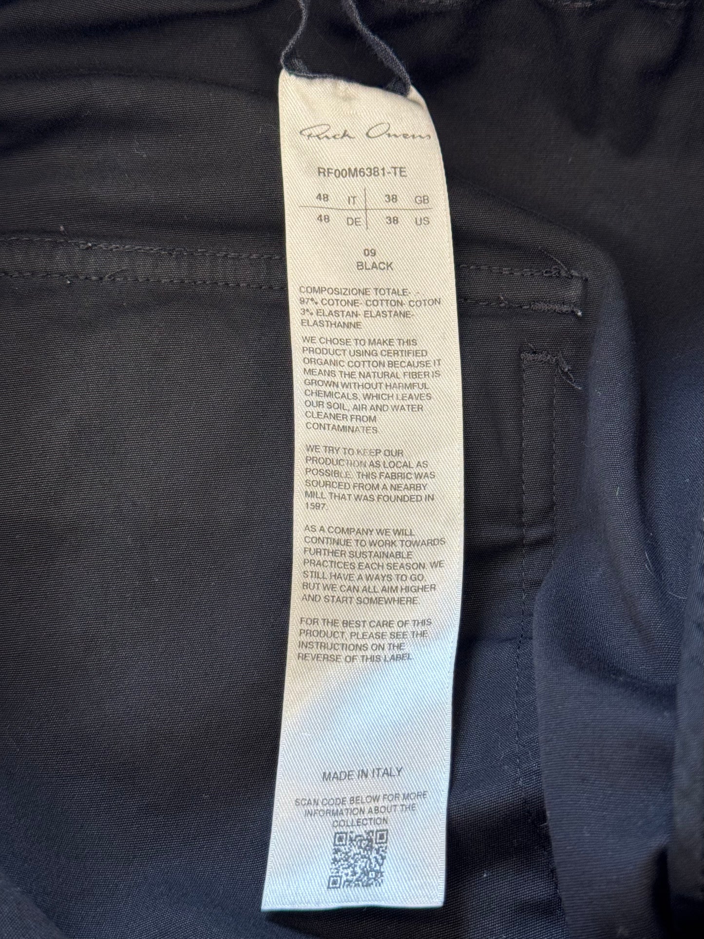RICK OWENS FOREVER CROPPED CARGO DRAWSTRING PANTS - REPAIRED
