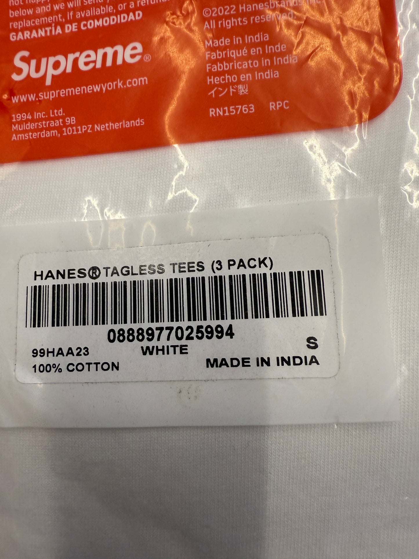 SUPREME HANES TAGLESS T-SHIRTS WHITE 3 PACK (S)