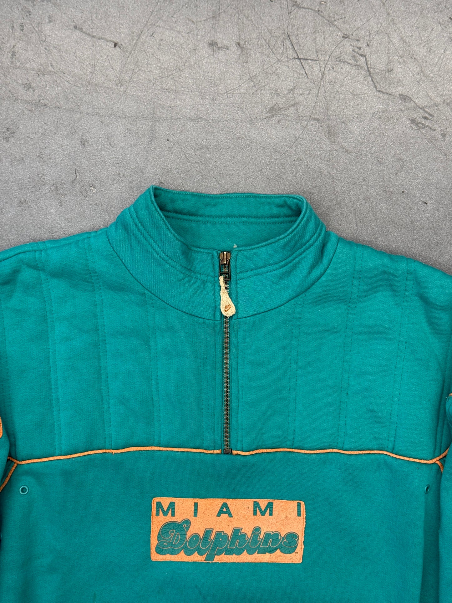 80'S/90'S MIAMI DOLPHINS NIKE QUARTER-ZIP SWEATER (RED/GREY NIKE TAG)