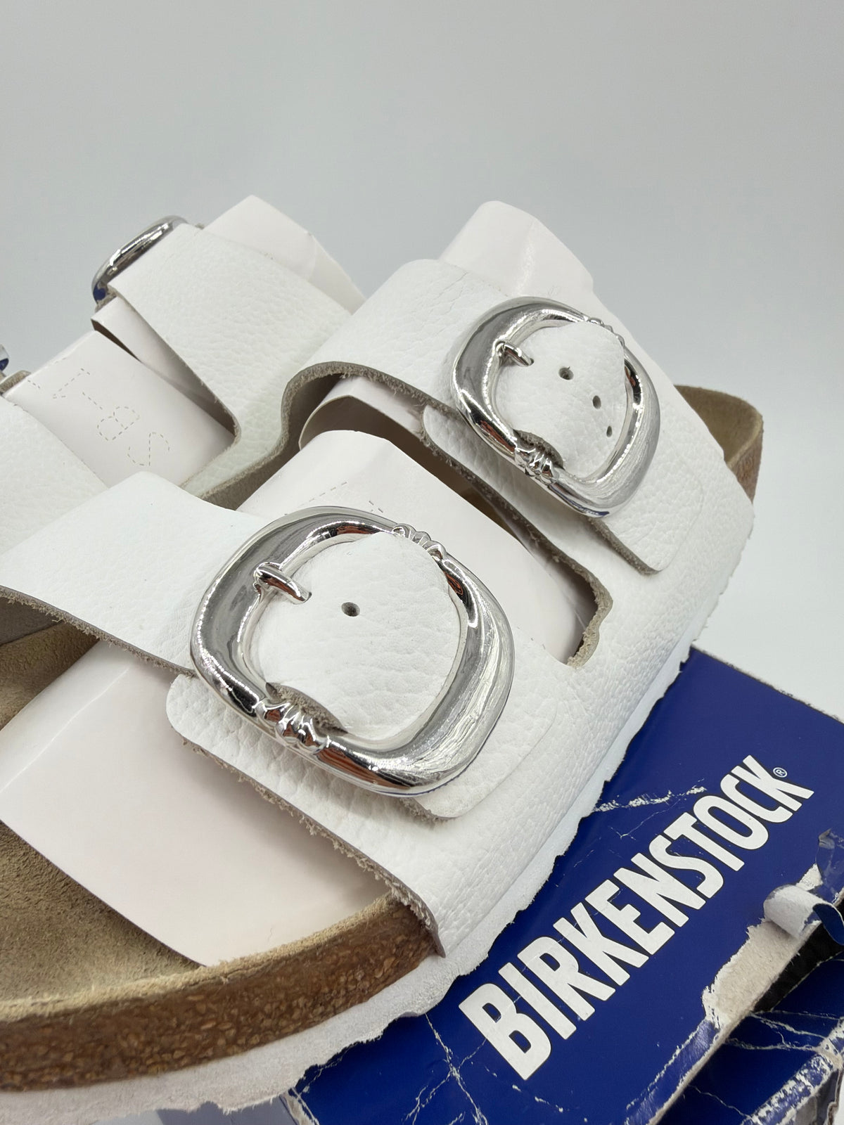CHROME HEARTS BIRKENSTOCK ARIZONA WHITE LEATHER SANDALS (W/ BOX)