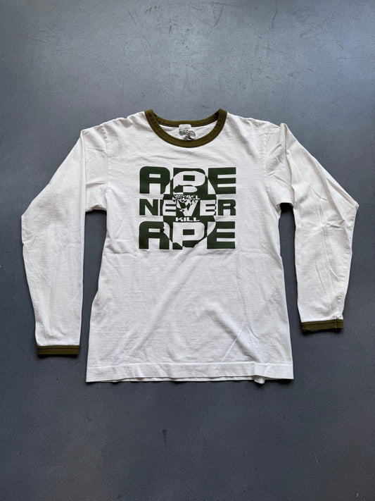 A BATHING APE BAPE KAWS APE SHALL NEVER KILL APE LS RINGER TEE