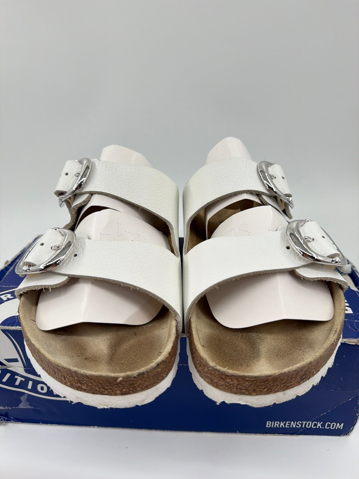 CHROME HEARTS BIRKENSTOCK ARIZONA WHITE LEATHER SANDALS (W/ BOX)