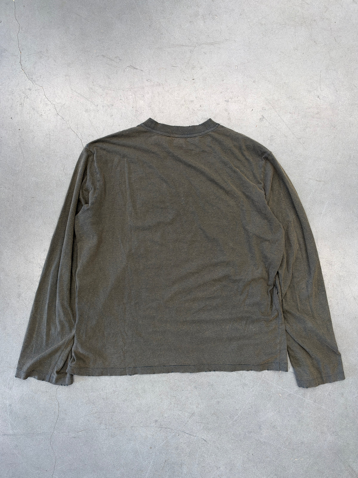 FW24 ACNE STUDIOS LEATHER LOGO LONG SLEEVE TEE - FADED BLACK