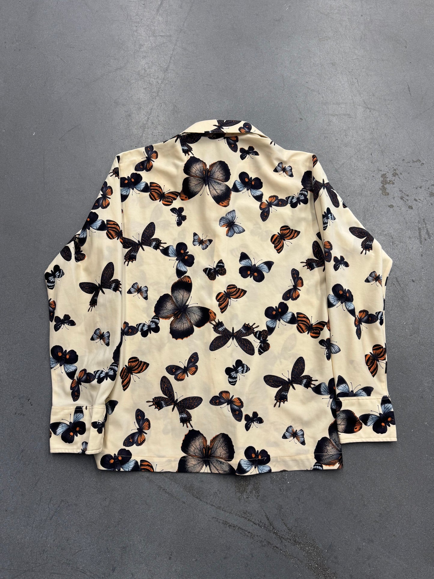 ‘70s D'AVILA BUTTERFLY PRINT LONG SLEEVE BUTTON-UP SHIRT