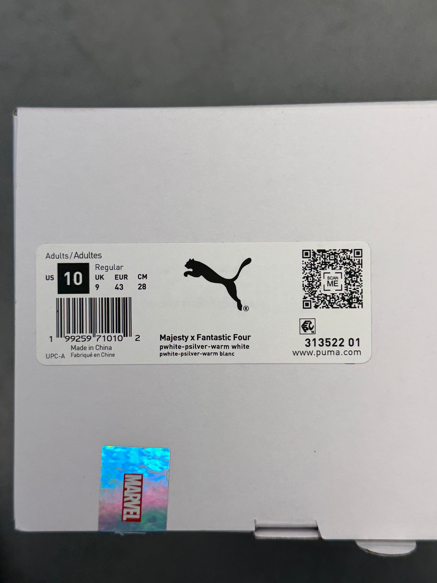 2025 SIZE 10 PUMA FANTASTIC FOUR ABC. INVISIBLE WOMAN (NEW IN BOX)