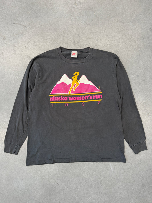 1992 NIKE ALASKA WOMEN'S RUN LONG SLEEVE TEE (GREY/RED TAG)