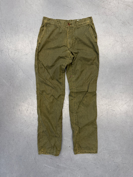 SD04 COMMES DES GARCONS HOMME WASHED OLIVE COTTON TROUSERS