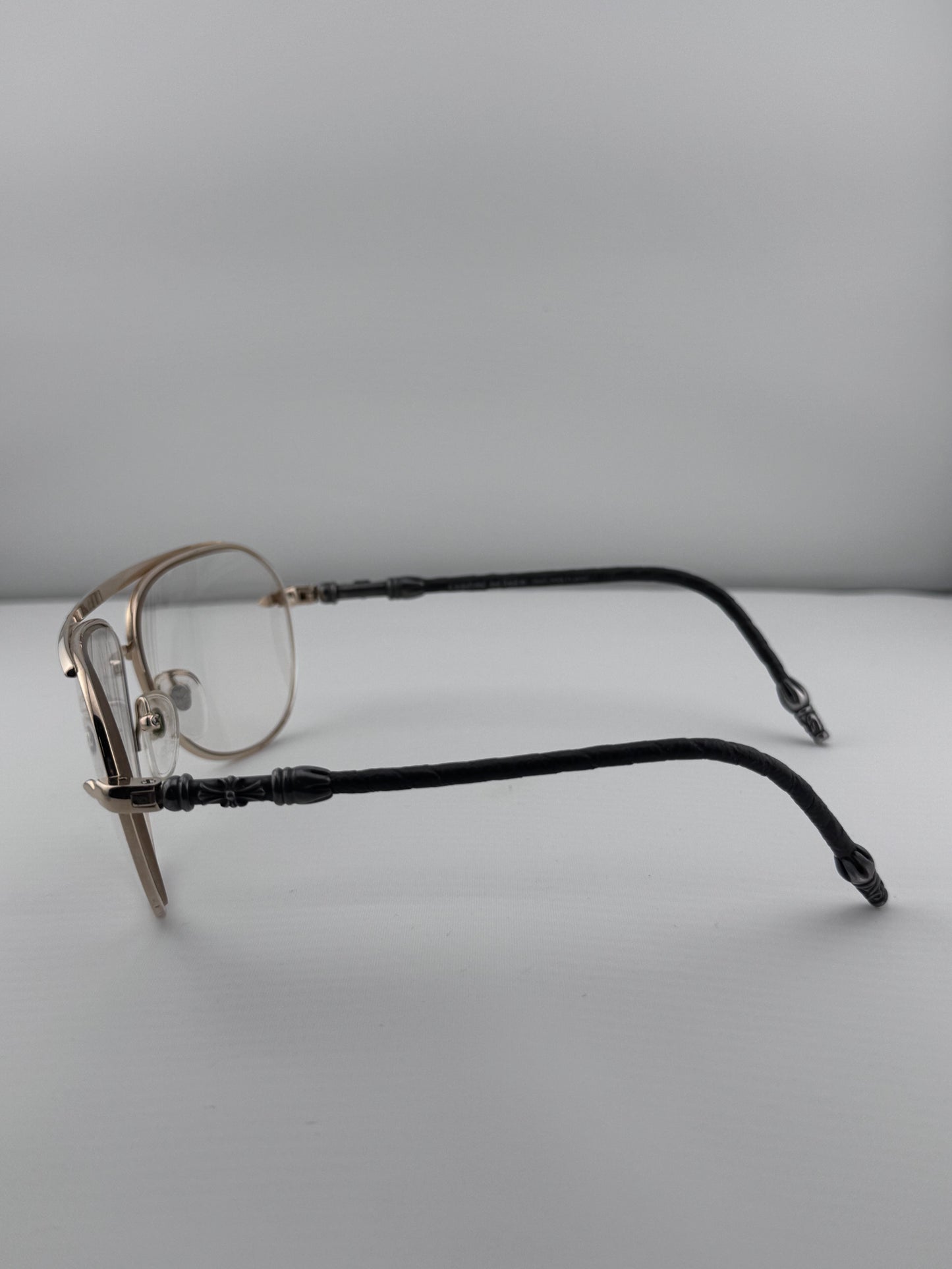 CHROME HEARTS 'MUNCHER' LEATHER HANDLES EYEGLASSES (PRE-OWNED WITH CASE)